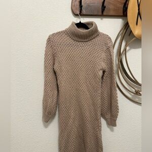Harper Heritage Tan Open Knit Turtleneck Mini Dress ☕️✨